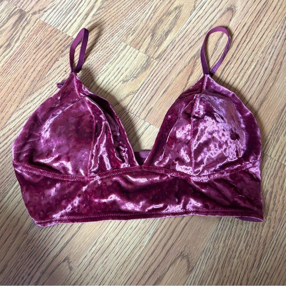 Velvet Bralette in Rich Burgundy
